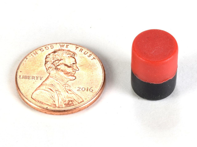 Black and red plastic coated neodymium magnets to easily identify a magnets north pole