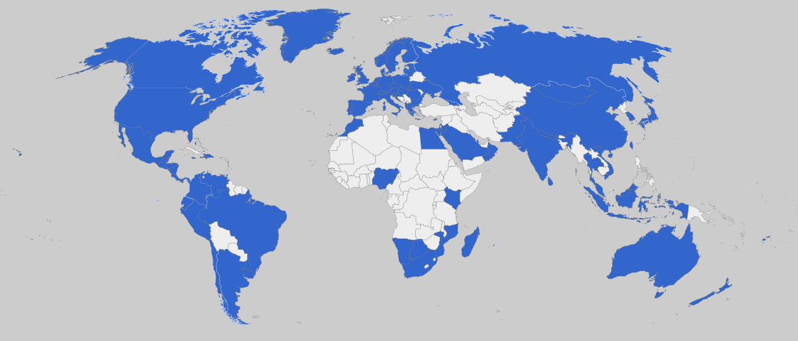 Worldwide shipping map
