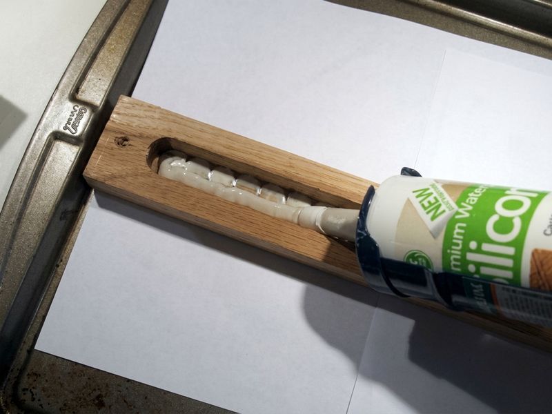 Step 6: Gluing magnets to the inside of the groove on magnetic knife block