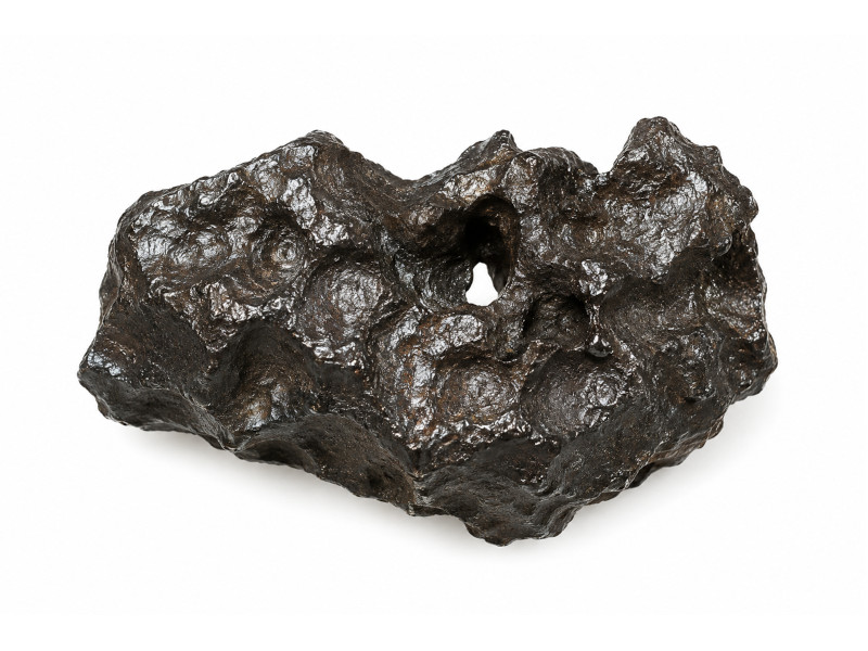 Magnetic space rock meteorite with hard fusion crust and regmaglypts