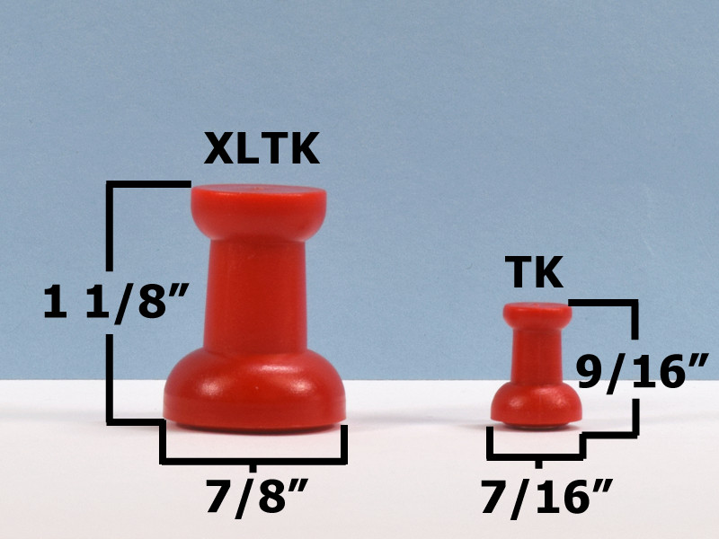 Magnetic thumbtacks product size comparison