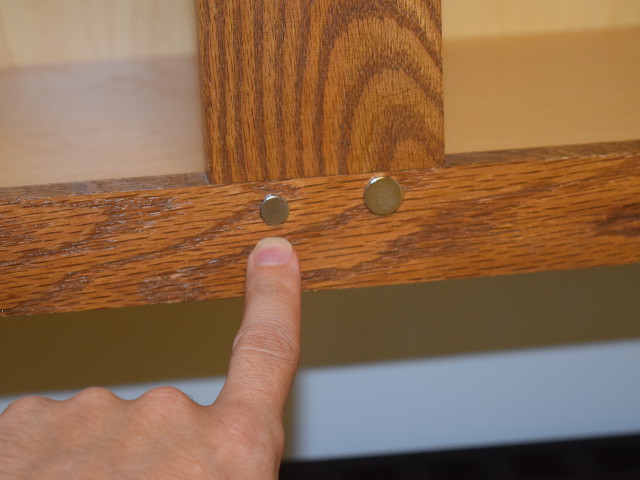 Magnets installed around outside of cabinet frame