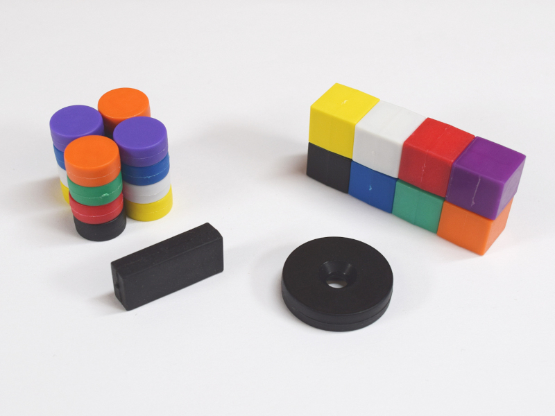 Assorted waterproof plastic and rubber coated neodymium magnets