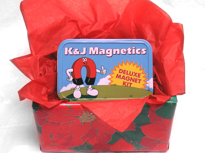 Magnet sample kit tin filled with many different neodymium magnets