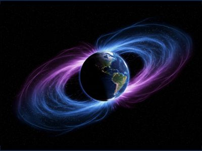 magnetic lines on an earth globe