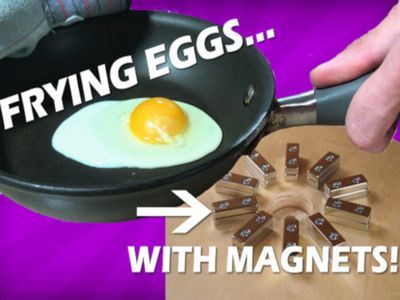 frying eggs with magnets