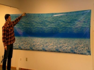 hanging poster on wall with magnets