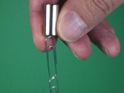 paperclips sticking to magnet
