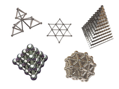 Magnetic art and sculptures made from block and cylinder magnets