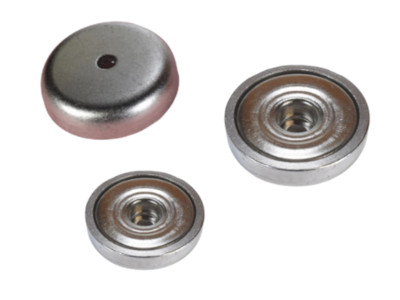 Stainless steel coated neodymium magnets with counterbored holes
