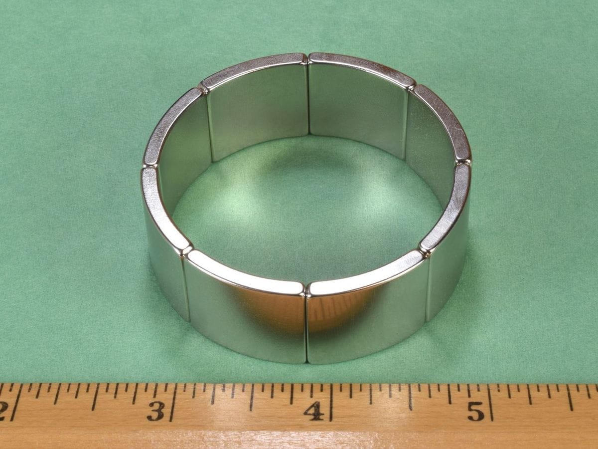 2 1/4 OD x 2 ID x 3/4 Inch 45° Neodymium Rare Earth Arc Segment