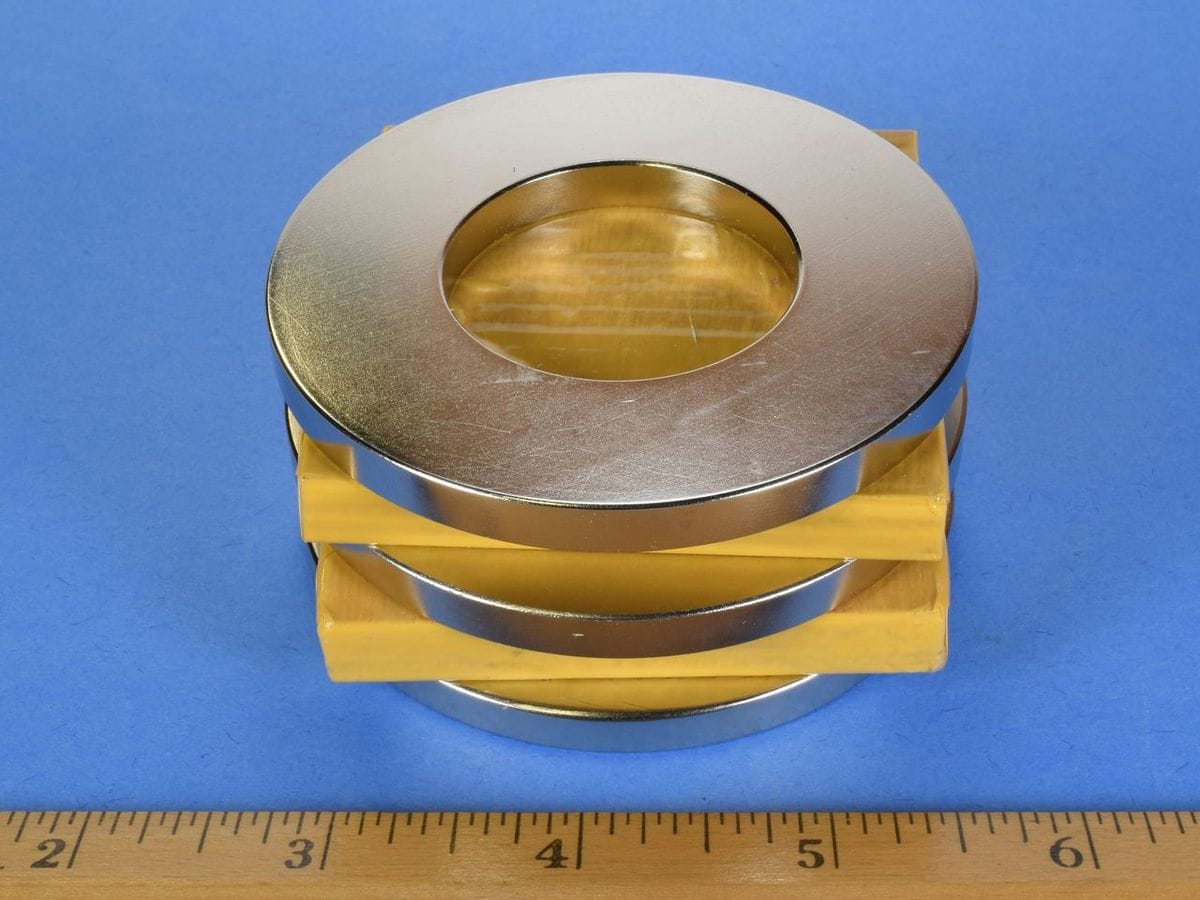 3 x 1 1/2 x 1/4 Inch Neodymium Rare Earth Ring Magnet N42 - rz0x84