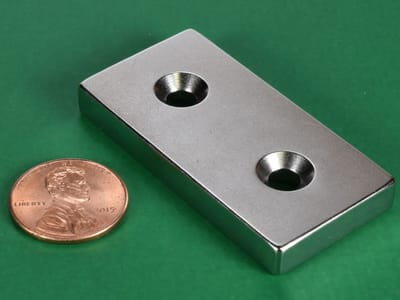 2-x-1-x-1-4-inch-neodymium-rare-earth-countersunk-block-magnet-n42-no-8-screw-pn-by0x04dcs