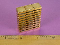 b882g-n52 - 1/2 x 1/2 x 1/8 Inch Neodymium Rare Earth Gold Plated Block Magnet N52 -2