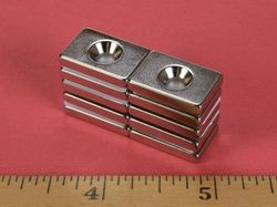 bc82cs-p - 3/4 x 1/2 x 1/8 Inch Neodymium Rare Earth Countersunk Block Magnet N42 1 Pair-2