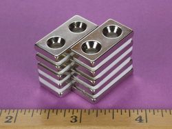 bx082cs-p - 1 x 1/2 x 1/8 Inch Neodymium Rare Earth Countersunk Block Magnet N42 1 Pair-2