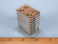bx882cs-p - 1 1/2 x 1/2 x 1/8 Inch Neodymium Rare Earth Countersunk Block Magnet N42 1 Pair-2