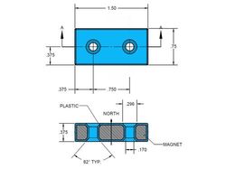 bx8c6dcspc-blk - 1 1/2 x 3/4 x 3/8 Inch Neodymium Rare Earth Plastic Coated Countersunk Block Magnet N42 -2