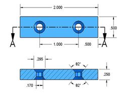 by084dcs-n52 - 2 x 1/2 x 1/4 Inch Neodymium Rare Earth Countersunk Block Magnet N52 -2