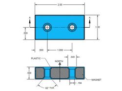 by0x08dcspc-blk - 2 x 1 x 1/2 Inch Neodymium Rare Earth Plastic Coated Countersunk Block Magnet N42 -2