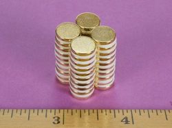 d61g-n52 - 3/8 x 1/16 Inch Neodymium Rare Earth Gold Plated Disc Magnet N52 -2