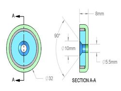 mm-a-32 - 32 x 8 mm Neodymium Rare Earth Countersunk Pot Magnet N38 -2