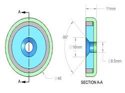 mm-a-48 - 48 x 11 mm Neodymium Rare Earth Countersunk Pot Magnet N38 -2
