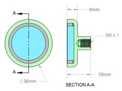 mm-d-36 - 36 x 8 mm Neodymium Rare Earth Female Stud Pot Magnet N38 -2