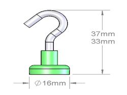 mm-e-16 - 16 x 6 mm Neodymium Rare Earth Open Hook Mounting Magnet N38 -2