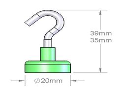 mm-e-20 - 20 x 7 mm Neodymium Rare Earth Open Hook Mounting Magnet N38 -2
