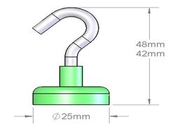 mm-e-25 - 25 x 8 mm Neodymium Rare Earth Open Hook Mounting Magnet N38 -2