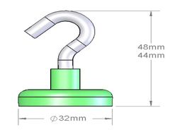 mm-e-32 - 32 x 8 mm Neodymium Rare Earth Open Hook Mounting Magnet N38 -2