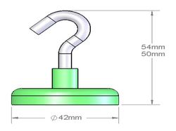 mm-e-42 - 42 x 9 mm Neodymium Rare Earth Open Hook Mounting Magnet N38 -2