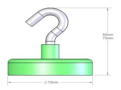 mm-e-75 - 75 x 18 mm Neodymium Rare Earth Open Hook Mounting Magnet N38 -2