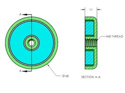 mm-h-48 - 48 x 11 mm Neodymium Rare Earth Internal Thread Pot Magnet N38 -2