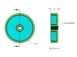 mm-h-75 - 75 x 18 mm Neodymium Rare Earth Internal Thread Pot Magnet N38 -2