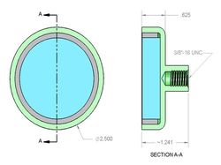 mms-d-y8 - 2 1/2 x 5/8 Inch Neodymium Rare Earth Female Stud Pot Magnet N42 -2