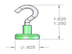 mms-e-a - 5/8 x 3/16 Inch Neodymium Rare Earth Open Hook Mounting Magnet N42 -2