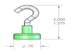 mms-e-c - 3/4 x 1/4 Inch Neodymium Rare Earth Open Hook Mounting Magnet N42 -2