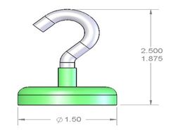mms-e-x8 - 1 1/2 x 3/8 Inch Neodymium Rare Earth Open Hook Mounting Magnet N42 -2