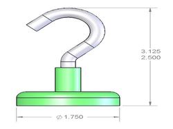mms-e-xc - 1 3/4 x 3/8 Inch Neodymium Rare Earth Open Hook Mounting Magnet N42 -2