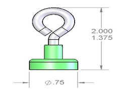 mms-g-c - 3/4 x 1/4 Inch Neodymium Rare Earth Eye Hook Mounting Magnet N42 -2