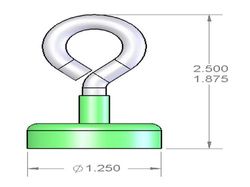 mms-g-x4 - 1 1/4 x 3/8 Inch Neodymium Rare Earth Eye Hook Mounting Magnet N42 -2