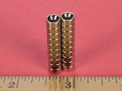 r422cs-p - 1/4 x 1/8 Inch Neodymium Rare Earth Countersunk Ring Magnet N42 1 Pair-2