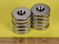 re22cs-p - 7/8 x 1/8 Inch Neodymium Rare Earth Countersunk Ring Magnet N42 1 Pair-2