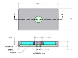 rmb-b-x8 - 1 1/2 x 1 x 1/4 Inch Neodymium Rare Earth Rubber Coated Block Mounting Magnet N42 -2