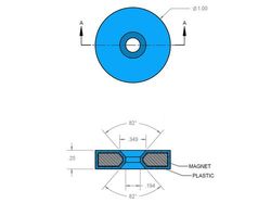 rx034dcspc-blk - 1 x 1/4 Inch Neodymium Rare Earth Plastic Coated Countersunk Ring Magnet N42 -2