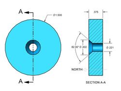zrx836cs-n - 1 1/2 x 3/8 Inch Neodymium Rare Earth Countersunk Ring Magnet N42 -2